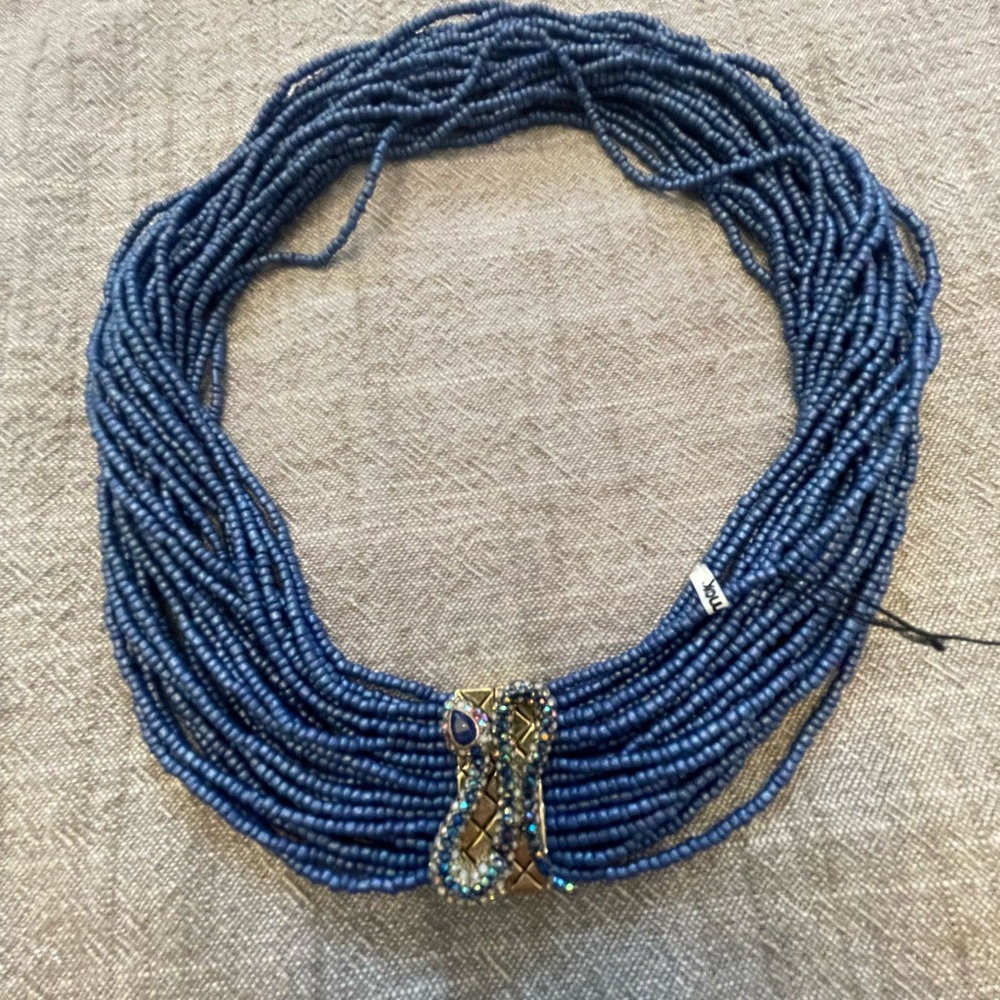 Betsey Johnson Deep Blue Beaded Necklace